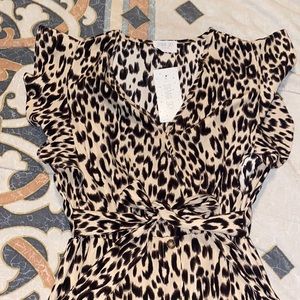 Leopard short sleeve ankle length dress